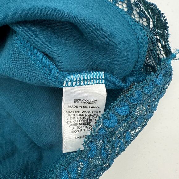 EXPRESS Lace Trim Bra Cami Tank Top Size M Teal Stretch Romantic Preppy Y2K - Picture 4 of 6
